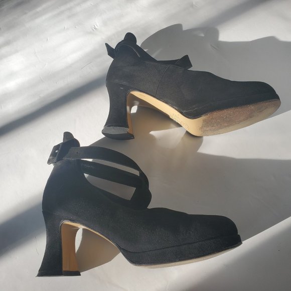 Bassotto high heel platform suede leather black 38 - Picture 5 of 8